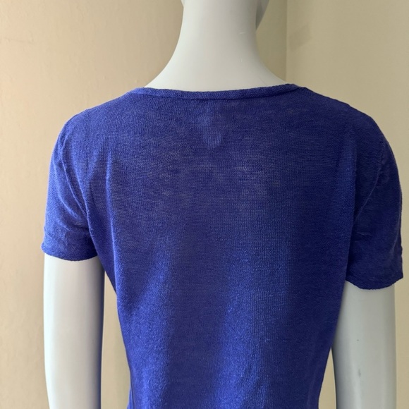 EILEEN FISHER 100% Organic Linen Tee Top Purple Blue Lightweight Summer Size PP - Picture 13 of 16
